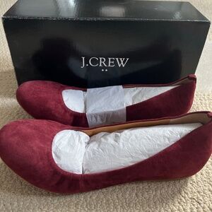 J. Crew Anya Ballet Flats size 10 Suede Burgundy